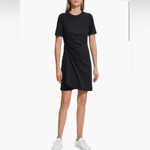 Theory Side Drape Supima Cotton T Shirt Dress
